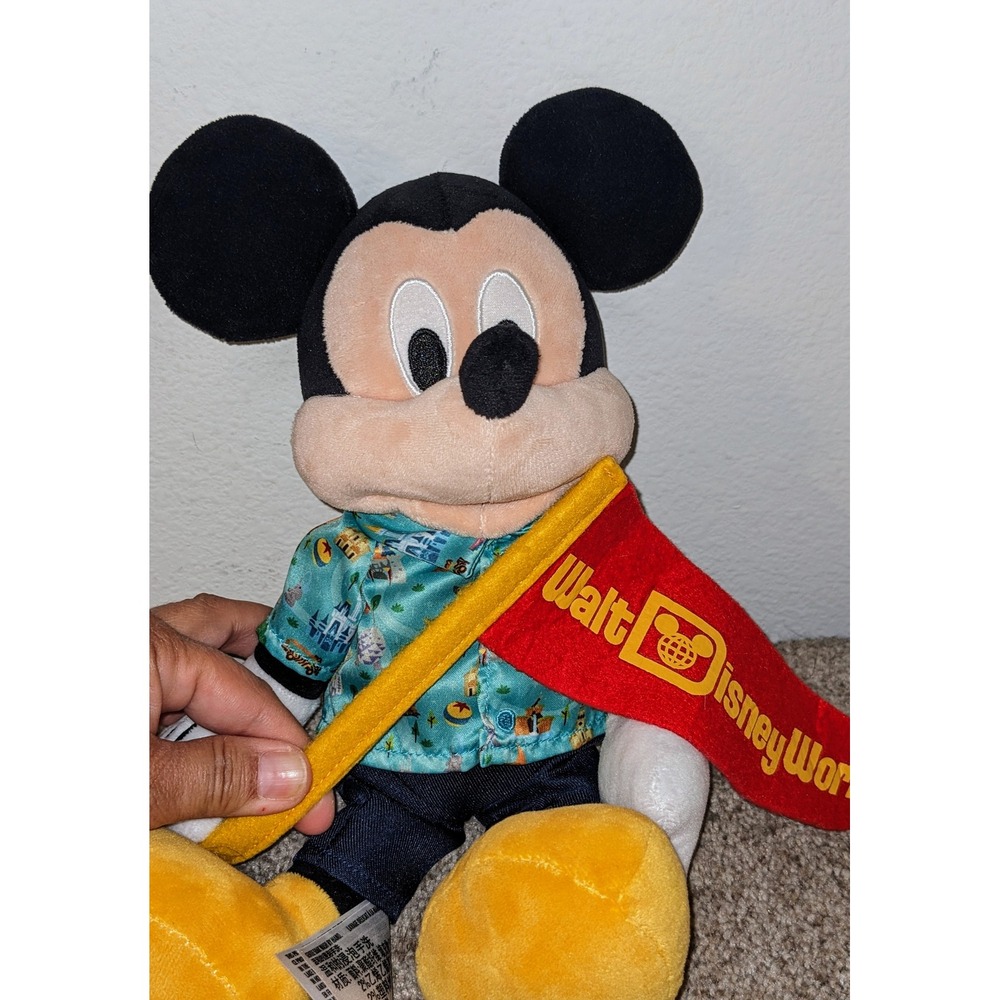 Disney Mickey Mouse Plush Walt Disney World Flag Souvenir Toy Parks Shirt 12 in.